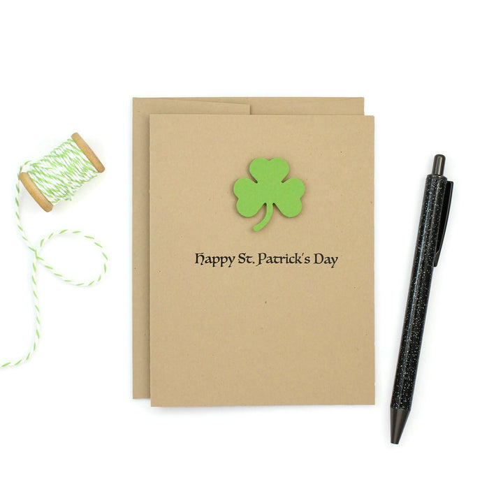 St. Patrick's Day Notecard | Handmade Shamrock St Patricks Greeting Card | 10 Pack