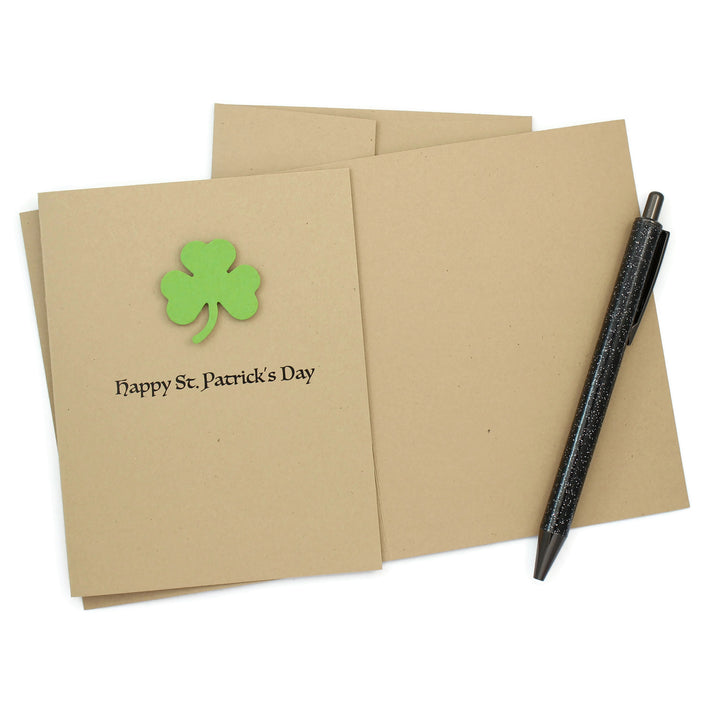 St. Patrick's Day Notecard | Handmade Shamrock St Patricks Greeting Card | 10 Pack