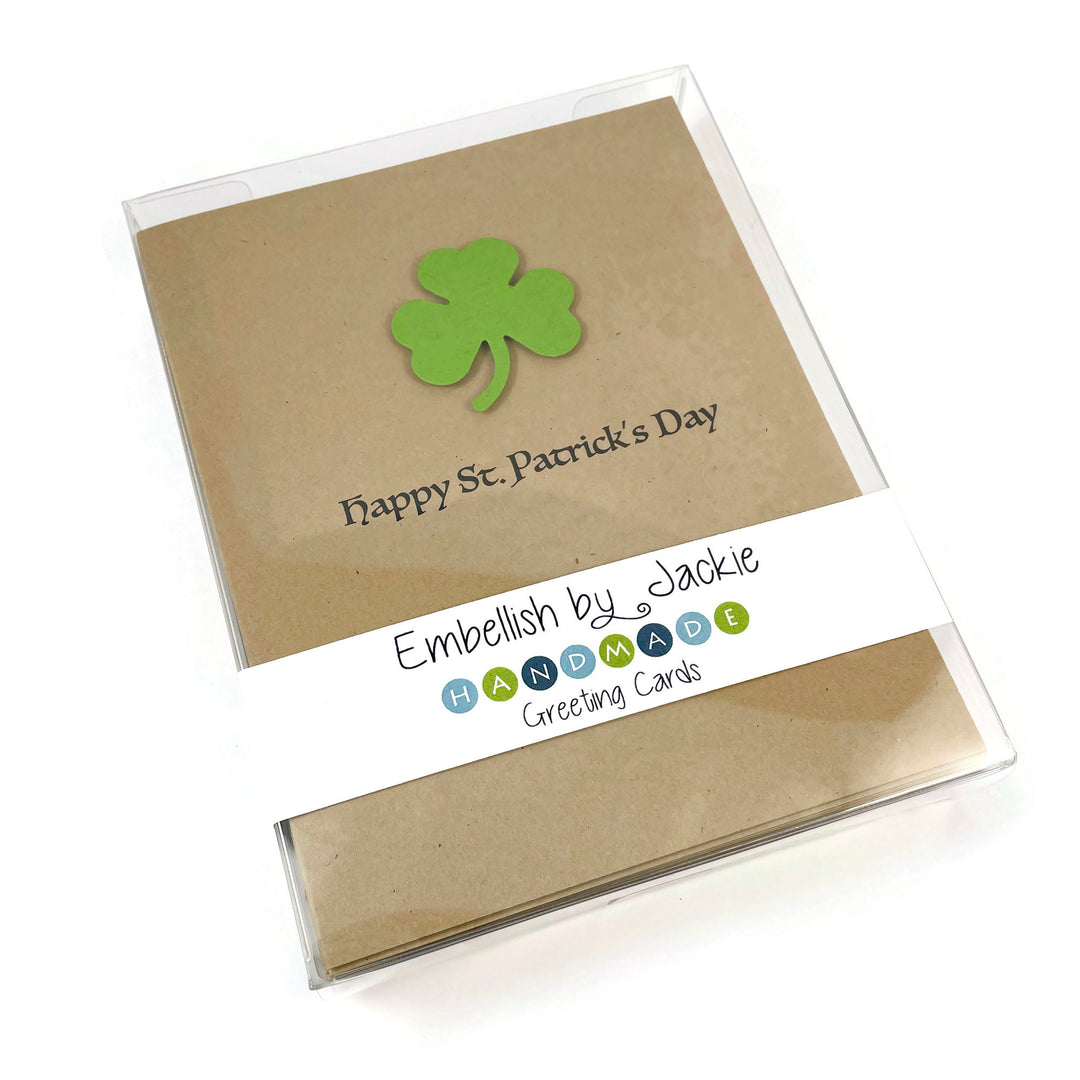 St. Patrick's Day Notecard | Handmade Shamrock St Patricks Greeting Card | 10 Pack