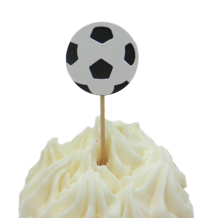Soccer Ball Cupcake Topper 12 pack Soccer Birthday Party Cake Topper Sport Soccer Party Soccer Team Party Soccer Baby Shower - Embellish by Jackie