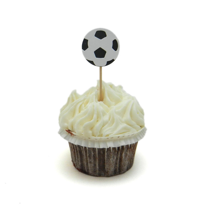 Soccer Ball Cupcake Topper 12 pack Soccer Birthday Party Cake Topper Sport Soccer Party Soccer Team Party Soccer Baby Shower - Embellish by Jackie