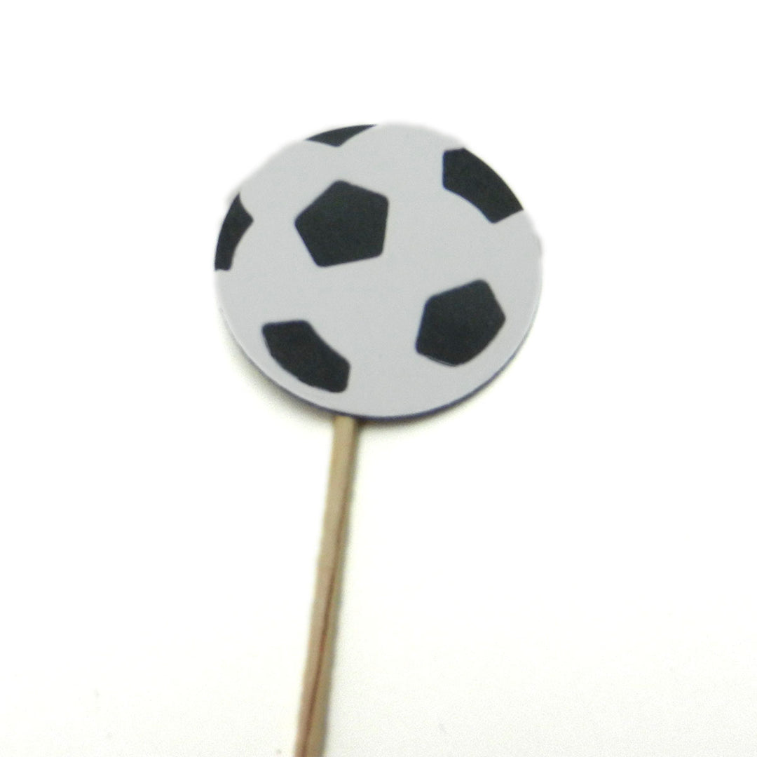 Soccer Ball Cupcake Topper 12 pack Soccer Birthday Party Cake Topper Sport Soccer Party Soccer Team Party Soccer Baby Shower - Embellish by Jackie