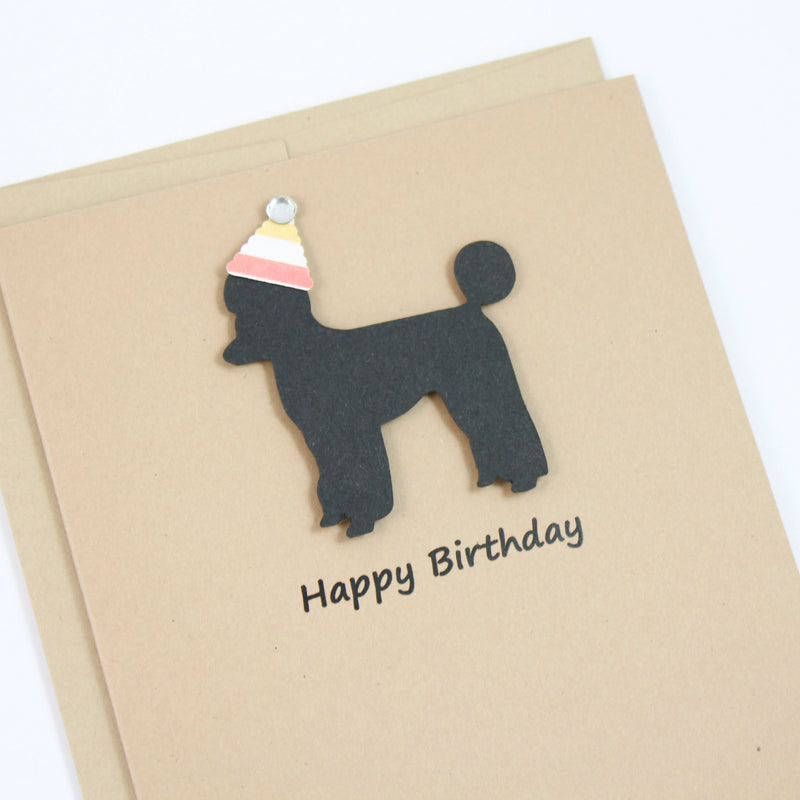 Poodle Birthday Card | Single or 10 Pack Notecards| Party Hat | Toy Miniature Standard Sporting Clip