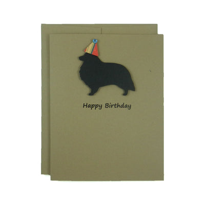 Sheltie - Shetland Sheepdog Birthday Cards - Handmade Black Dog Birthday Greeting Card on Kraft - Embellish by Jackie