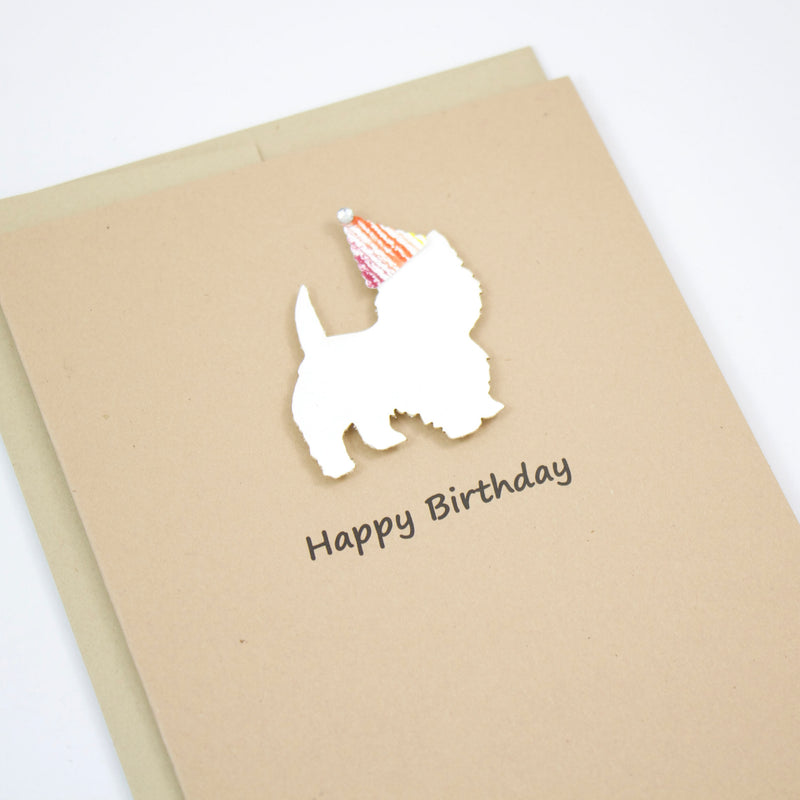 West Highland White Terrier Birthday Cards | Handmade Westie Dog Greeting Card | Single or 10 Pack | Choose Inside