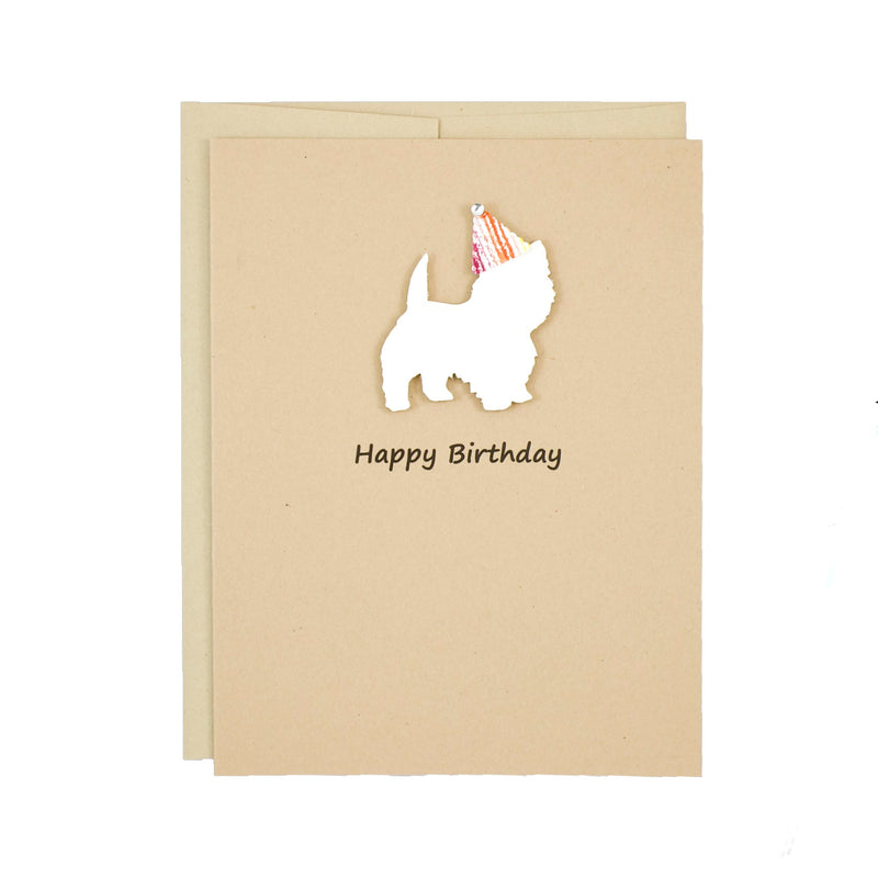 West Highland White Terrier Birthday Cards | Handmade Westie Dog Greeting Card | Single or 10 Pack | Choose Inside
