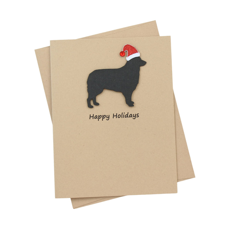 Border Collie Christmas Card | Single or Pack of 10 | 25 Dog Colors | Choose Phrases | Santa Hat