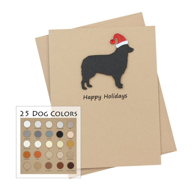 Border Collie Christmas Card | Single or Pack of 10 | 25 Dog Colors | Choose Phrases | Santa Hat