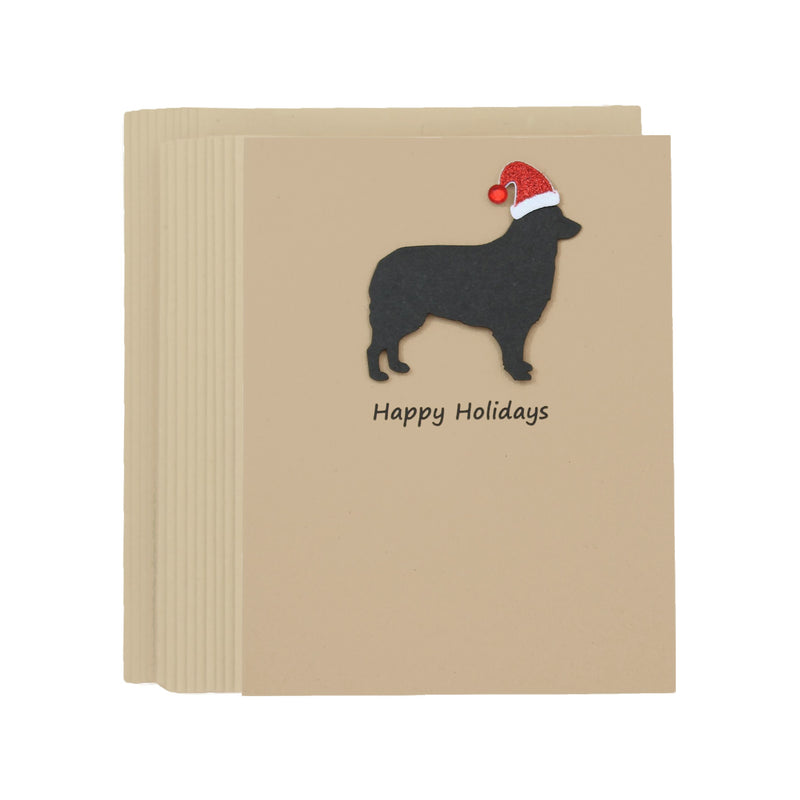 Border Collie Christmas Card | Single or Pack of 10 | 25 Dog Colors | Choose Phrases | Santa Hat