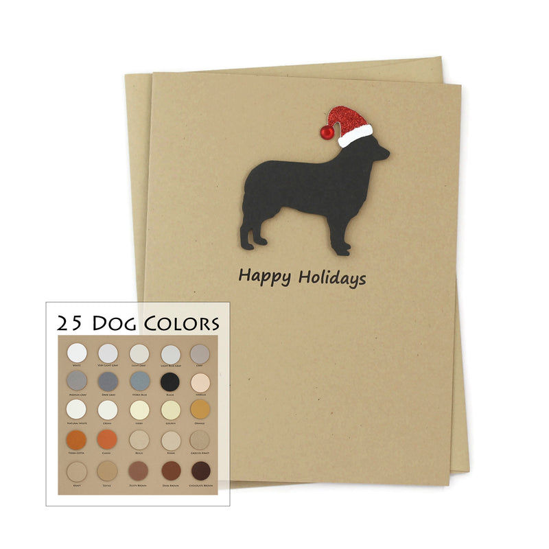 Siberian Husky Christmas Card | Single or Pack of 10 | 25 Dog Colors | Choose Phrases | Santa Hat | Belgian Tervuren Belgian Sheepdog