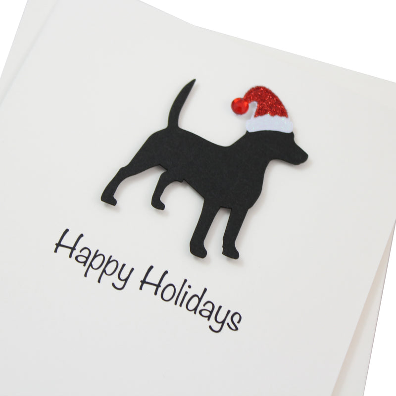 Beagle Christmas Card White | Single or Pack of 10 | 25 Dog Colors | Choose Phrases | Pet Holiday Cards | Santa Hat