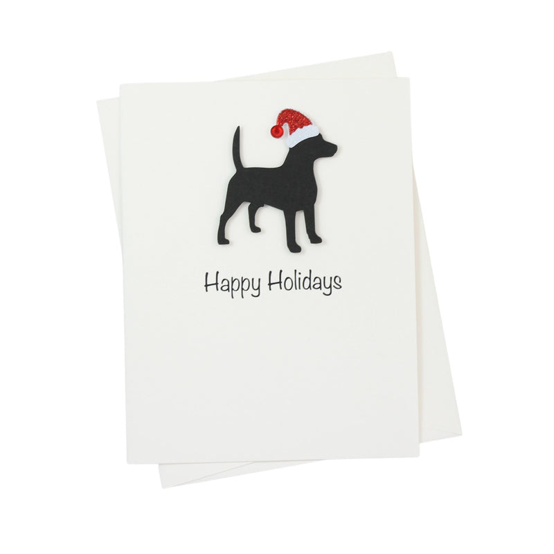 Beagle Christmas Card White | Single or Pack of 10 | 25 Dog Colors | Choose Phrases | Pet Holiday Cards | Santa Hat
