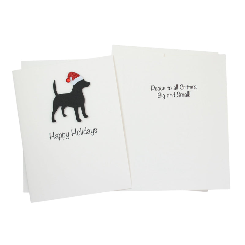 Beagle Christmas Card White | Single or Pack of 10 | 25 Dog Colors | Choose Phrases | Pet Holiday Cards | Santa Hat