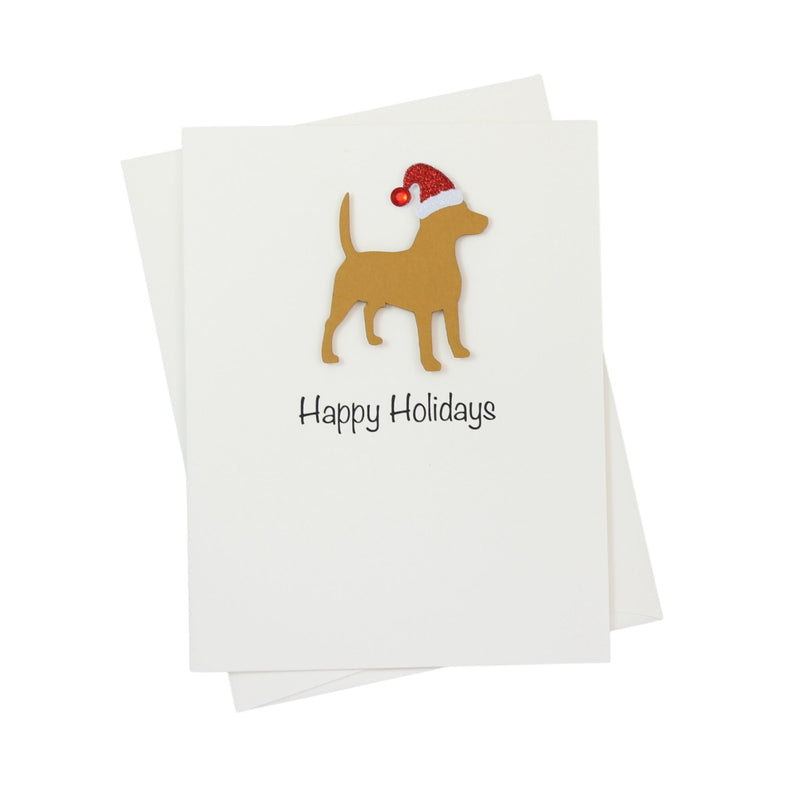 Beagle Christmas Card White | Single or Pack of 10 | 25 Dog Colors | Choose Phrases | Pet Holiday Cards | Santa Hat