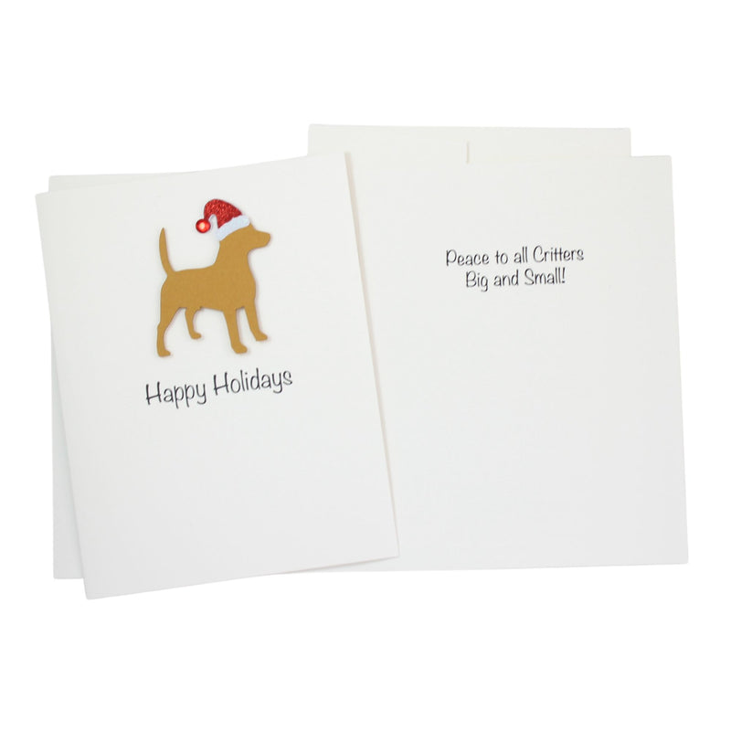 Beagle Christmas Card White | Single or Pack of 10 | 25 Dog Colors | Choose Phrases | Pet Holiday Cards | Santa Hat