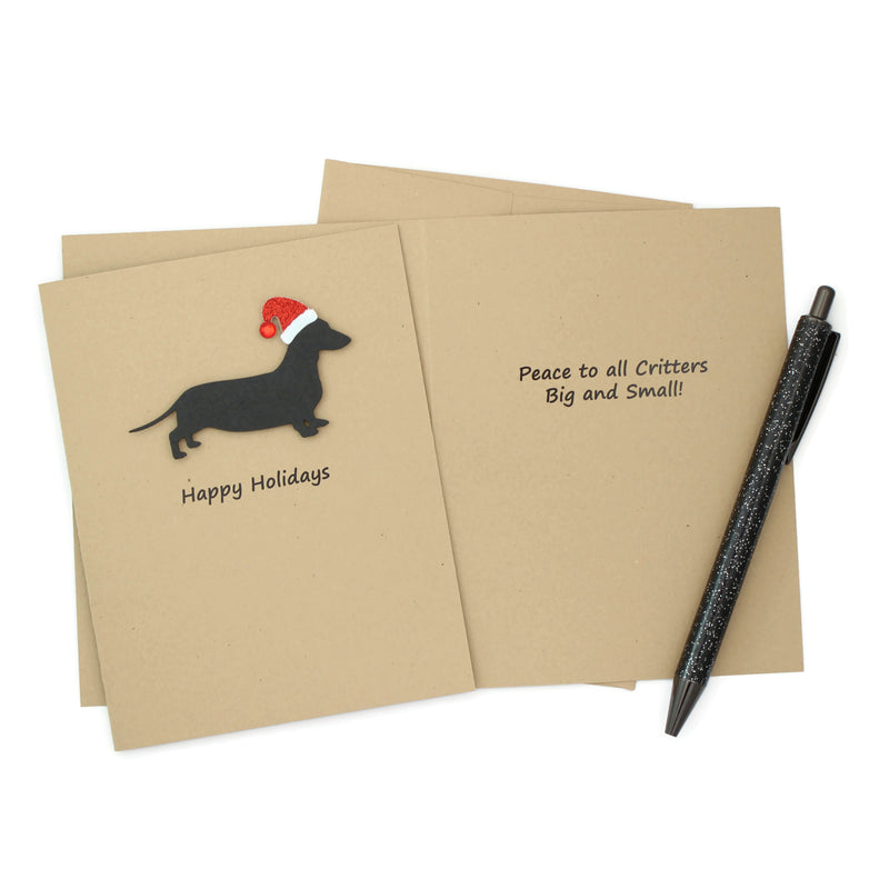 Smooth Dachshund Christmas Card | Single or Pack of 10 | 25 Dog Colors | Choose Phrases | Weiner Santa Hat