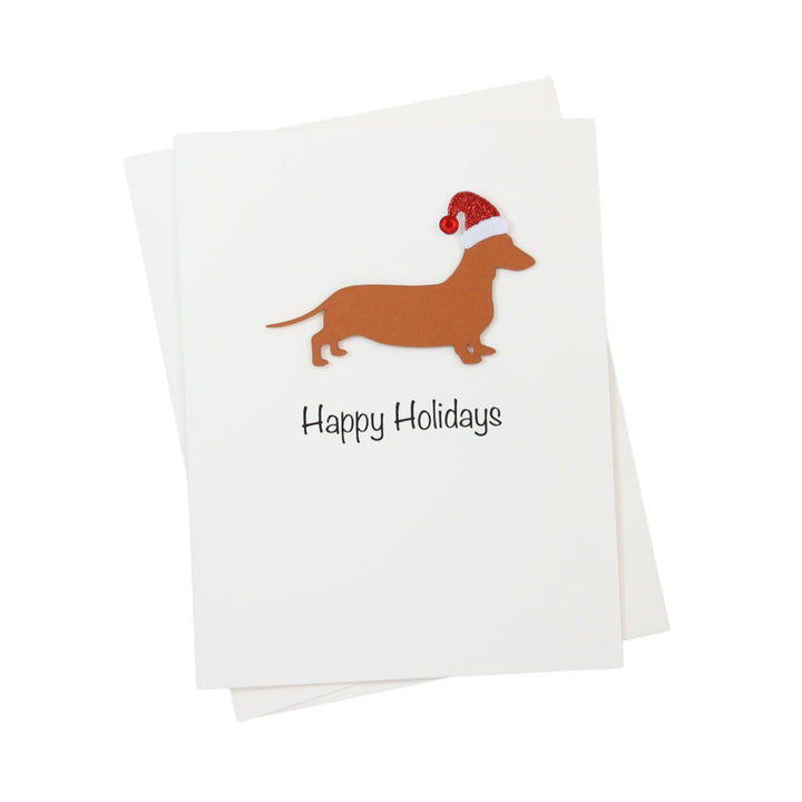 Smooth Dachshund Christmas Card White | Single or Pack of 10 | 25 Dog Colors | Choose Phrase