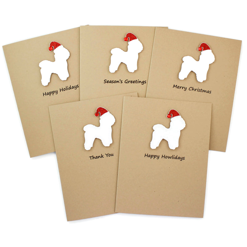 Bichon Frise Christmas Cards | Single Card or 10 Pack | Dog Christmas Cards | Bichon Holiday Cards - Embellish by Jackie - Handmade Greeting Cards