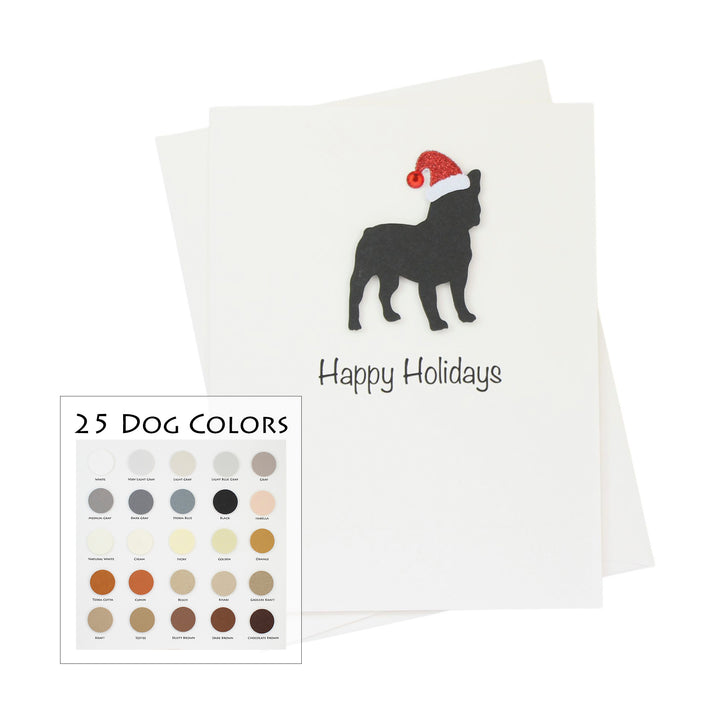 French Bulldog Christmas Card White | Single or Pack of 10 | 25 Dog Colors | Choose Phrases