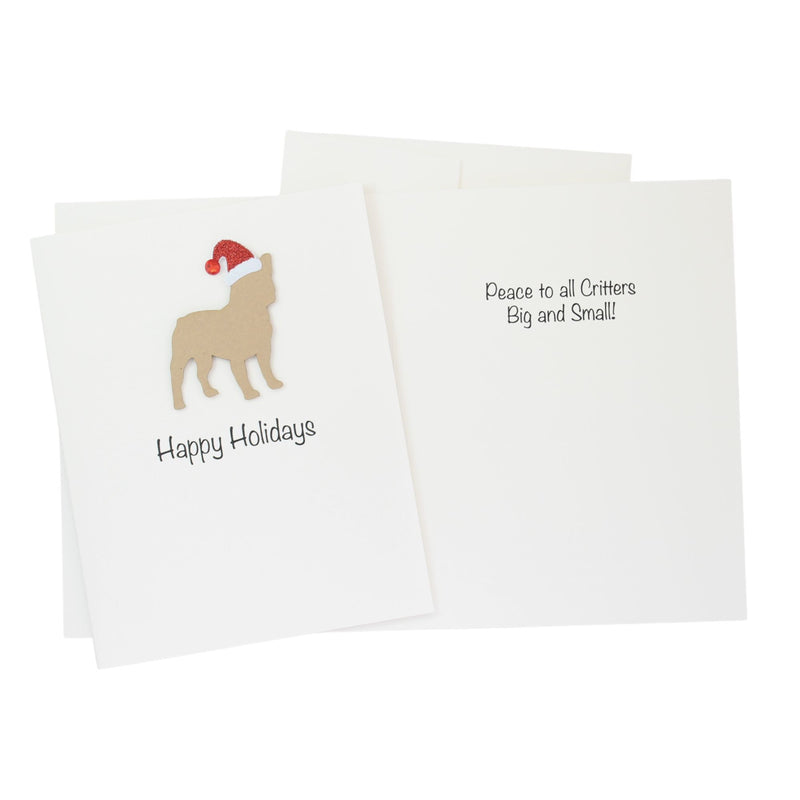 French Bulldog Christmas Card White | Single or Pack of 10 | 25 Dog Colors | Choose Phrases | Pet Holiday Cards | Santa Hat