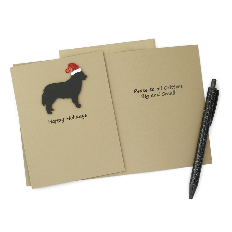 Bernese Mountain Dog Christmas Card | Single or Pack of 10 | 25 Dog Colors | Choose Phrases | Santa Hat