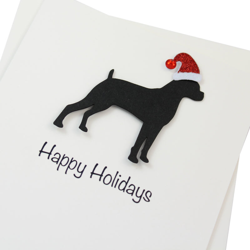 Boxer Christmas Card White | Single or Pack of 10 | 25 Dog Colors | Choose Phrases | Pet Holiday Cards | Santa Hat