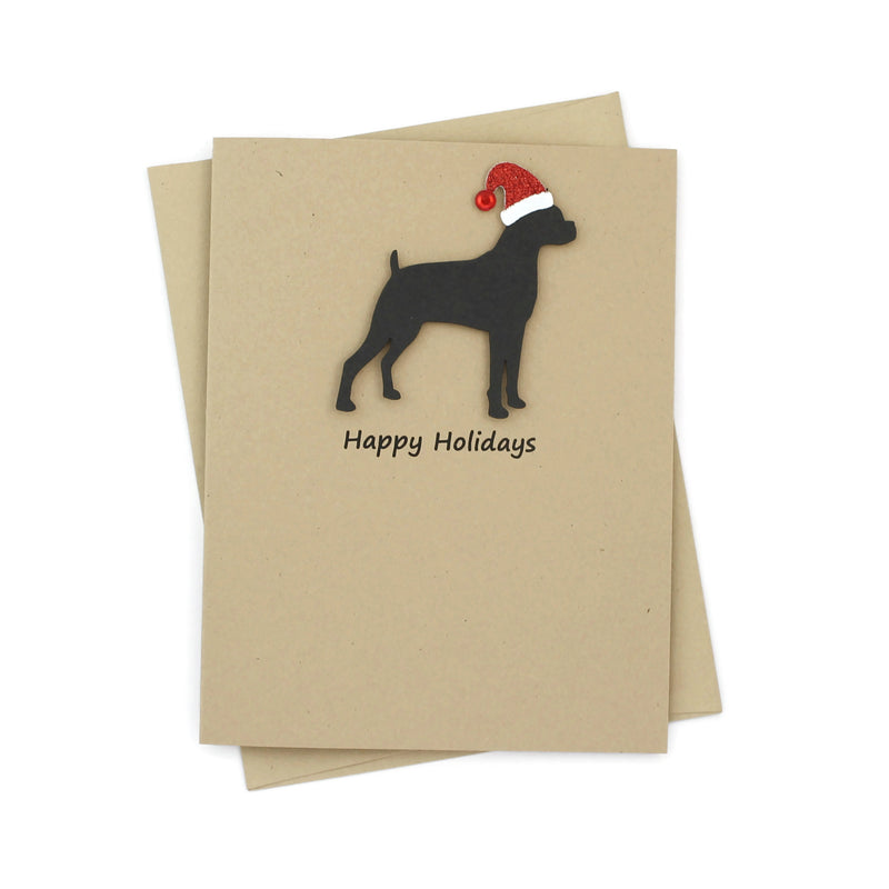 Boxer Christmas Card | Single or Pack of 10 | 25 Dog Colors | Choose Phrases | Santa Hat