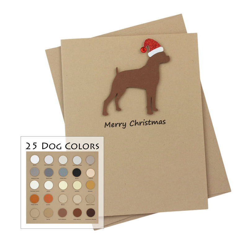 Boxer Christmas Card | Single or Pack of 10 | 25 Dog Colors | Choose Phrases | Santa Hat