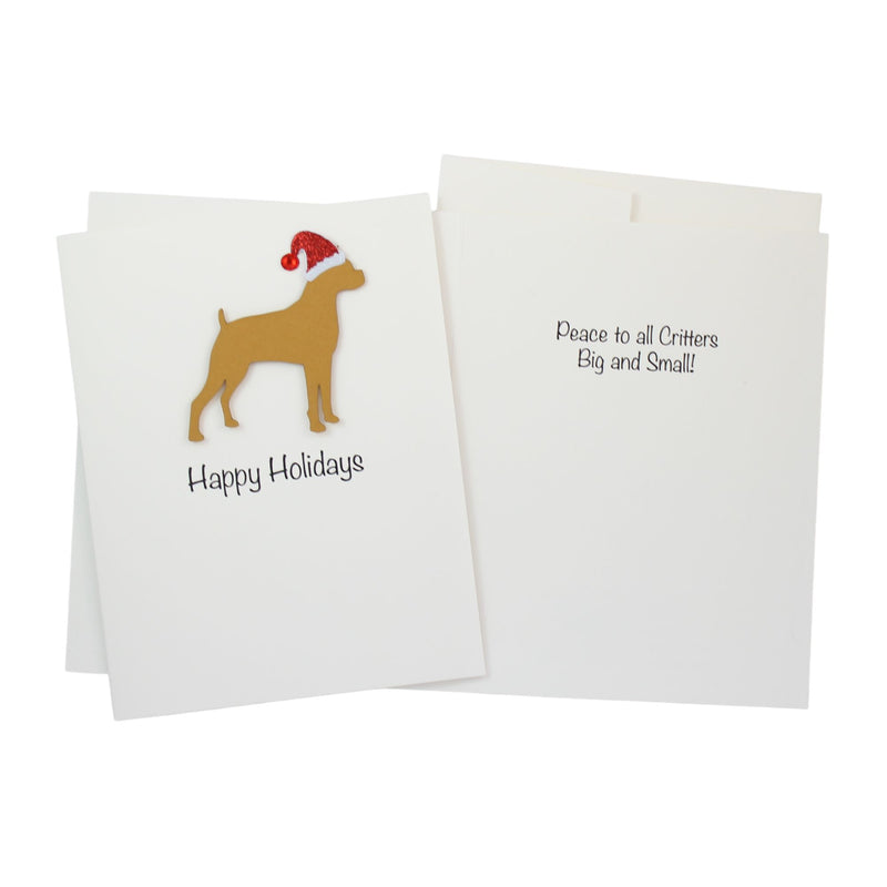 Boxer Christmas Card White | Single or Pack of 10 | 25 Dog Colors | Choose Phrases | Pet Holiday Cards | Santa Hat