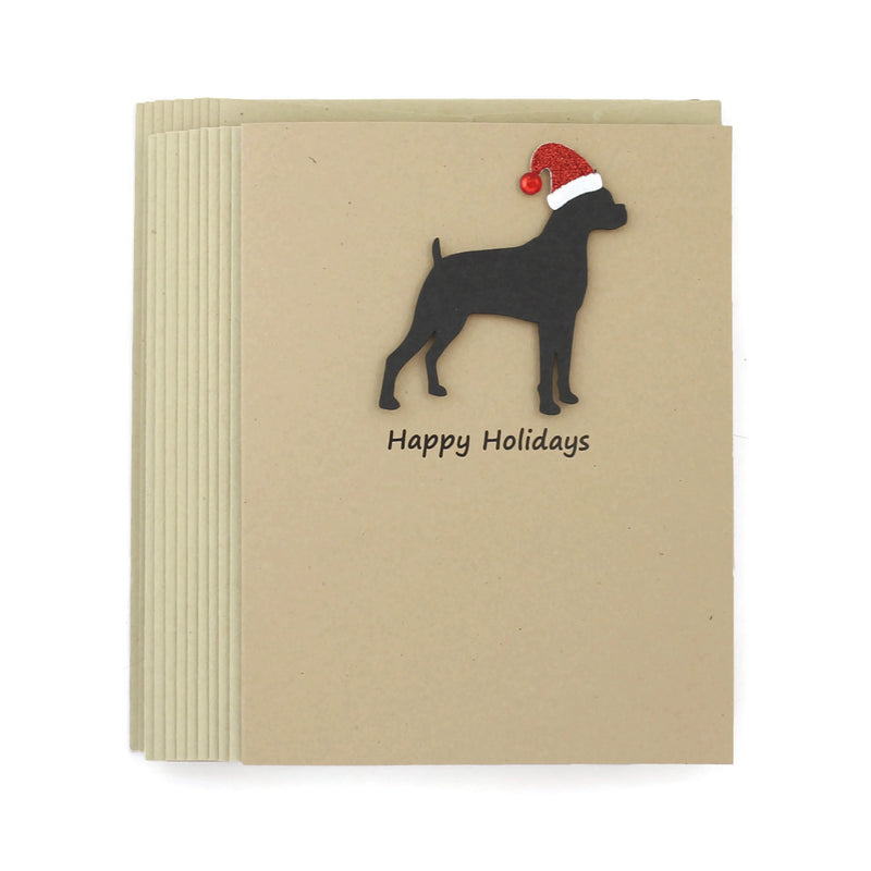 Boxer Christmas Card | Single or Pack of 10 | 25 Dog Colors | Choose Phrases | Santa Hat