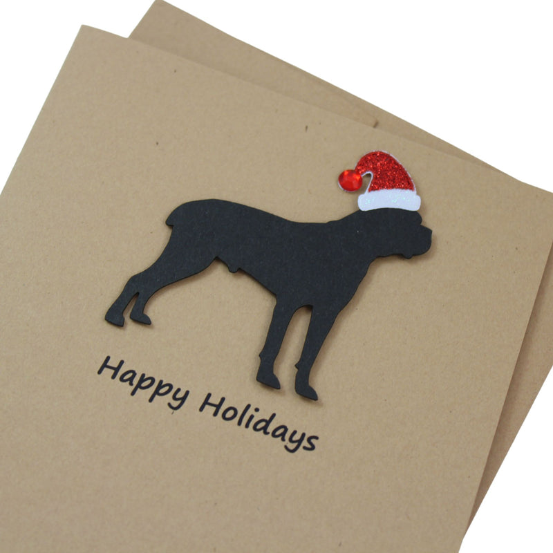 Cane Corso Christmas Card | Single or Pack of 10 | 25 Dog Colors | Choose Phrases | Santa Hat