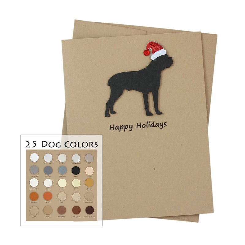 Cane Corso Christmas Card | Single or Pack of 10 | 25 Dog Colors | Choose Phrases | Santa Hat