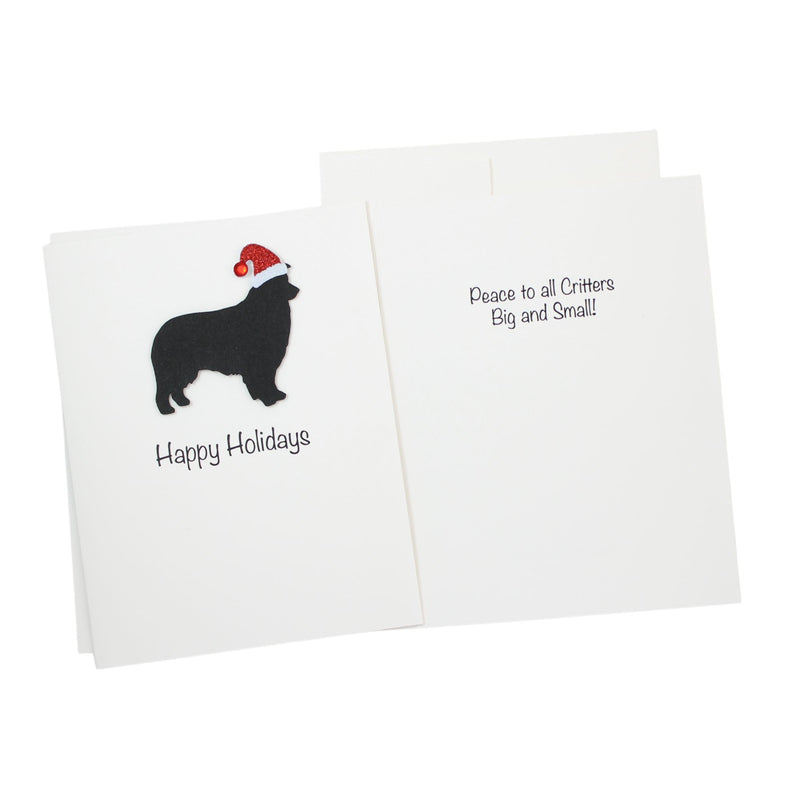 Australian Shepherd Christmas Card White | Single or Pack of 10 | 25 Dog Colors | Choose Phrases | Pet Holiday Cards | Santa Hat