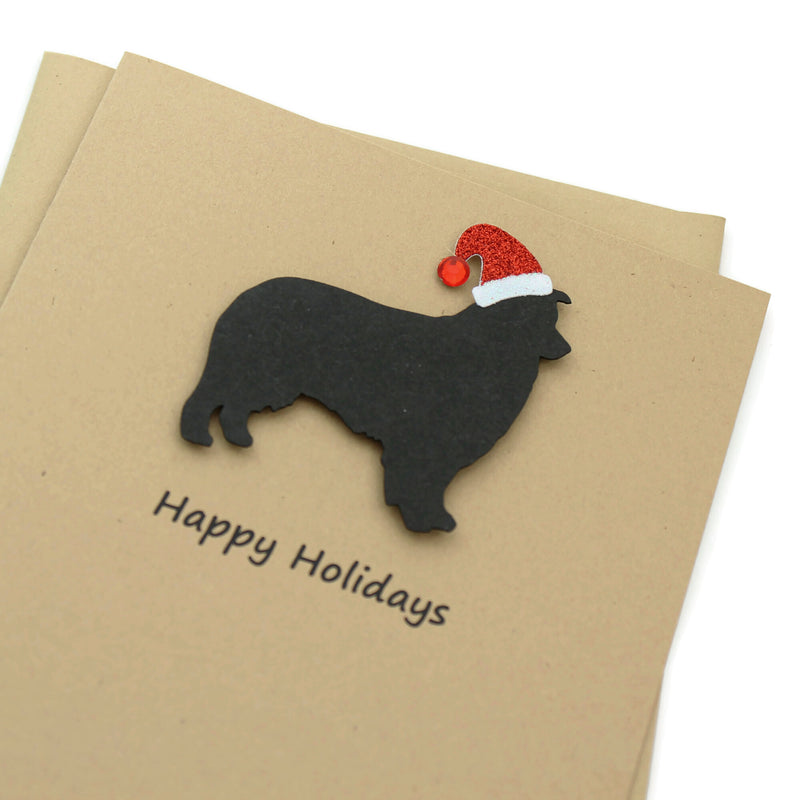 Australian Shepherd Christmas Card | Single or Pack of 10 | 25 Dog Colors | Choose Phrases | Santa Hat