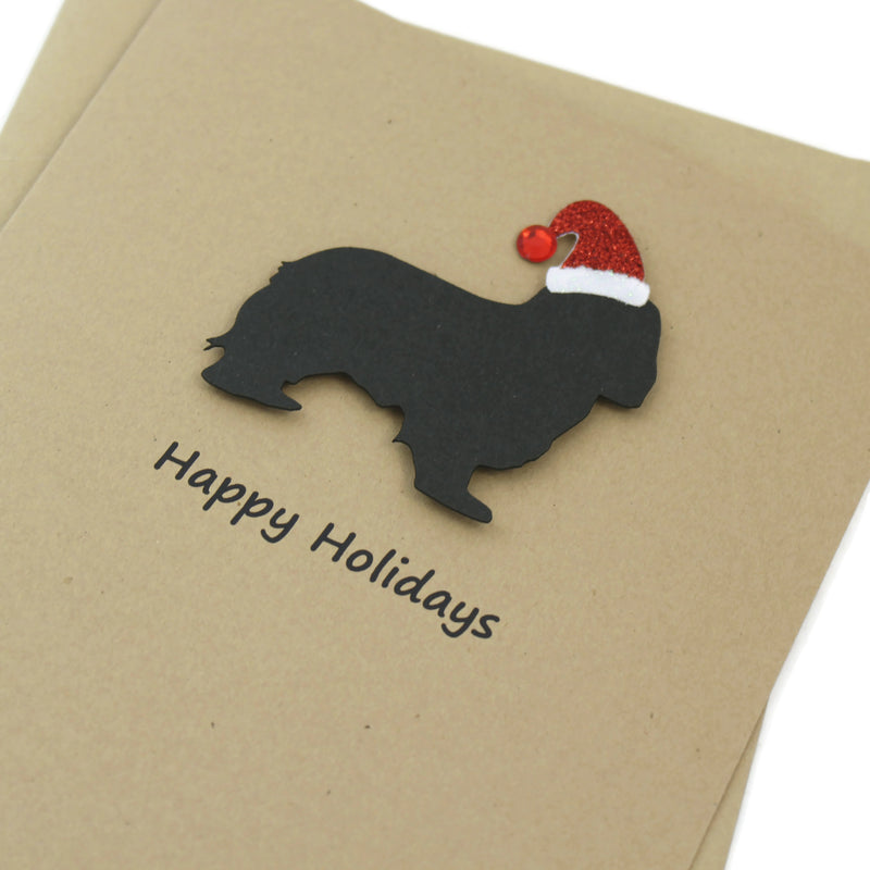 Cavalier King Charles Spaniel Christmas Card | Single or Pack of 10 | 25 Dog Colors | Choose Phrases | Santa Hat