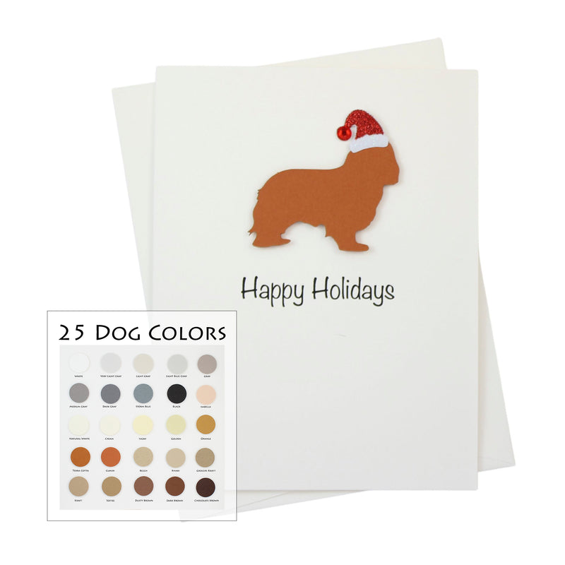 Cavalier King Charles Spaniel Christmas Card White | Single or Pack of 10 | 25 Dog Colors | Choose Phrases | Pet Holiday Cards | Santa Hat