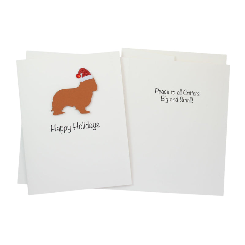 Cavalier King Charles Spaniel Christmas Card White | Single or Pack of 10 | 25 Dog Colors | Choose Phrases | Pet Holiday Cards | Santa Hat