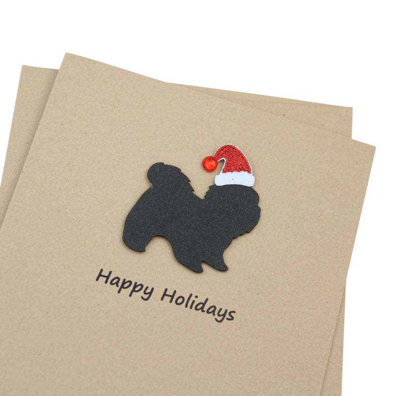 Shih Tzu (short haired) Christmas Card | Single or Pack of 10 | 25 Dog Colors | Choose Phrases | Santa Hat