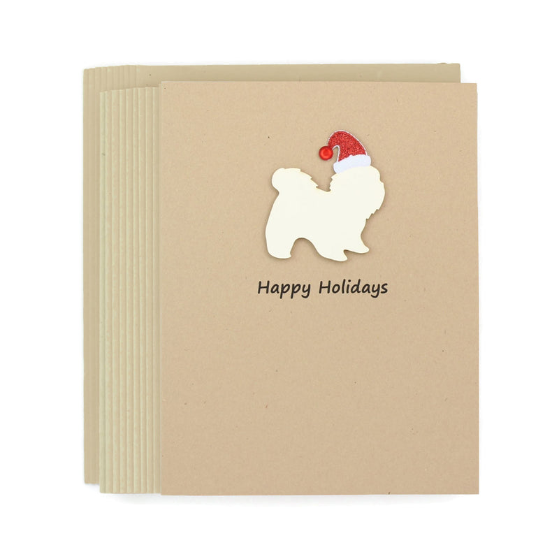 Shih Tzu (short haired) Christmas Card | Single or Pack of 10 | 25 Dog Colors | Choose Phrases | Santa Hat