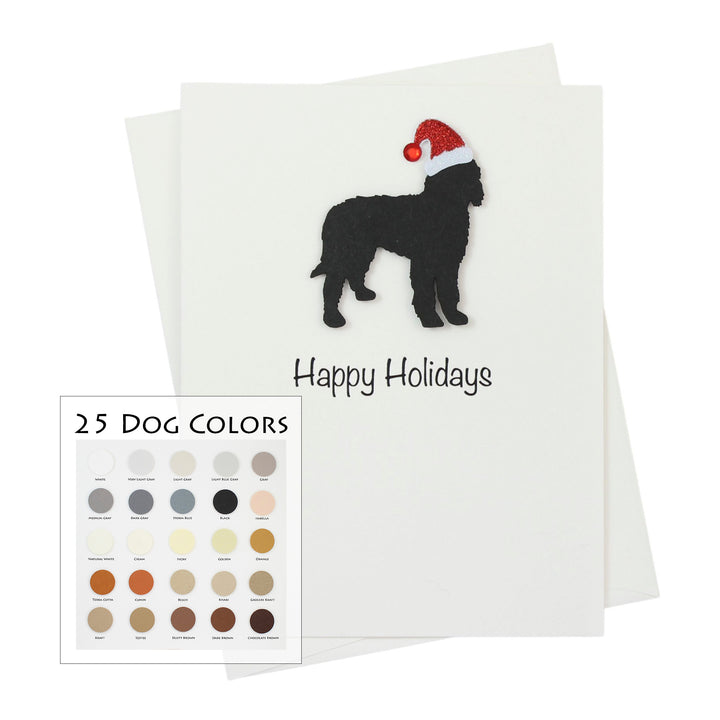 Doodle Christmas Card White | Single or Pack of 10 | 25 Dog Colors | Choose Phrases | Santa Hat