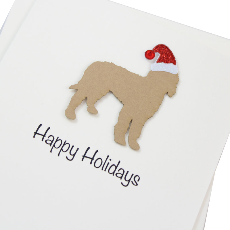 Doodle Christmas Card White | Single or Pack of 10 | 25 Dog Colors | Choose Phrases | Pet Holiday Cards | Santa Hat | Bernedoodle Goldendoodle Labradoodle