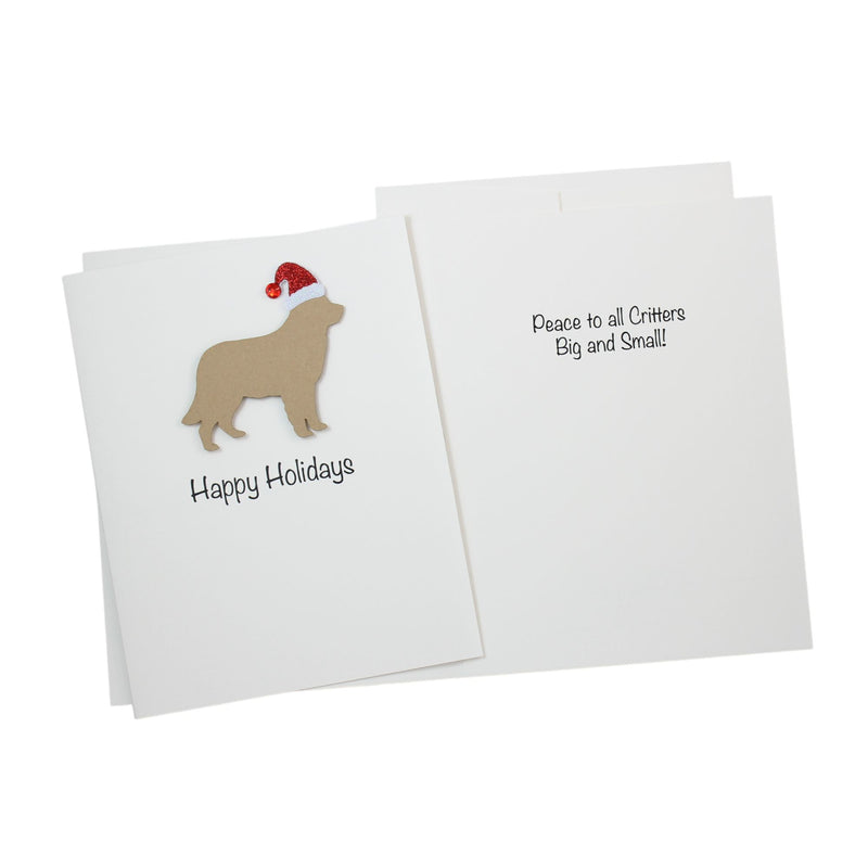 Golden Retriever Christmas Card White | Single or Pack of 10 | 25 Dog Colors | Choose Phrases | Pet Holiday Cards | Santa Hat