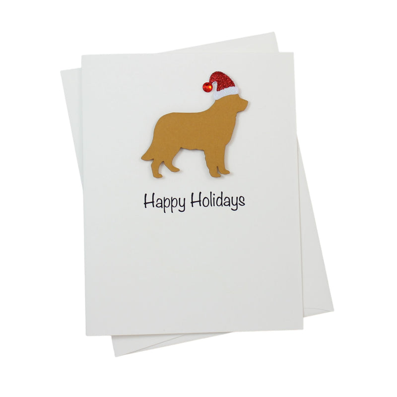 Golden Retriever Christmas Card White | Single or Pack of 10 | 25 Dog Colors | Choose Phrases | Pet Holiday Cards | Santa Hat