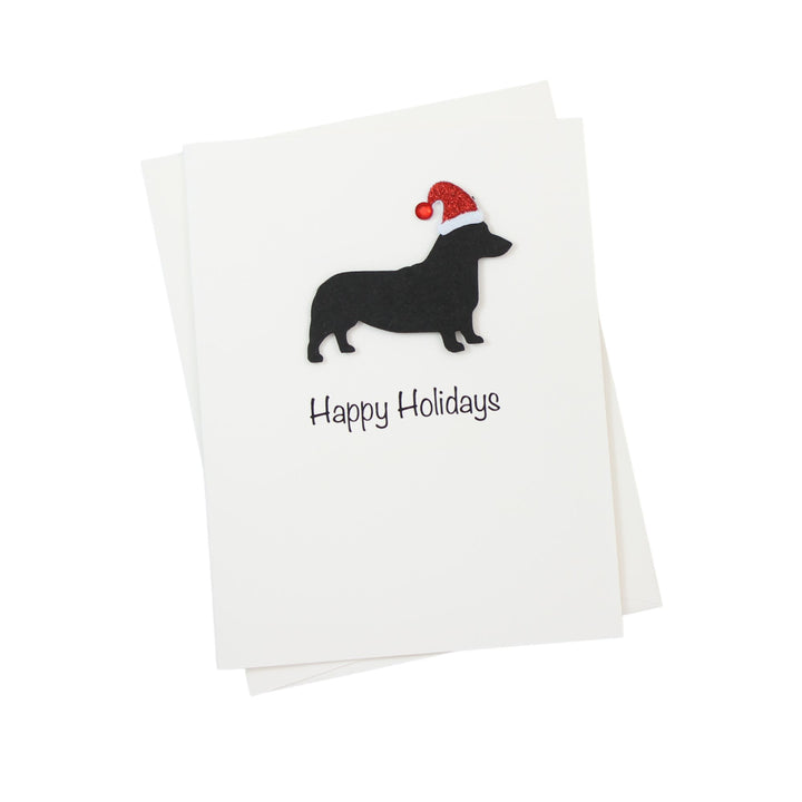 Pembroke Welsh Corgi Christmas Card White | Single or Pack of 10 | 25 Dog Colors | Choose Phrases | Pet Holiday Cards | Santa Hat