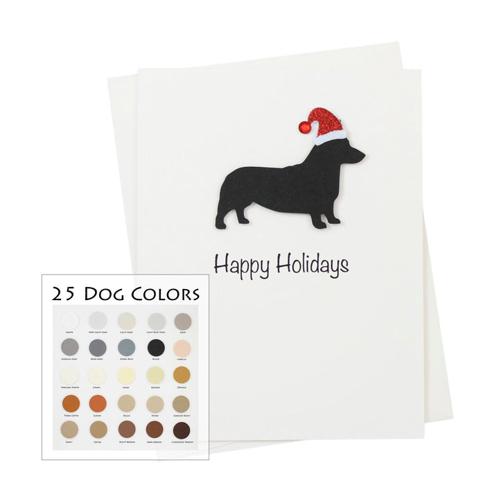 Pembroke Welsh Corgi Christmas Card White | Single or Pack of 10 | 25 Dog Colors | Choose Phrases | Pet Holiday Cards | Santa Hat