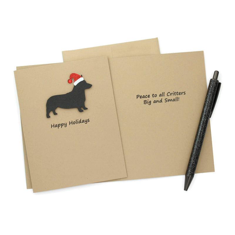 Pembroke Welsh Corgi Christmas Card | Single or Pack of 10 | 25 Dog Colors | Choose Phrases | Santa Hat