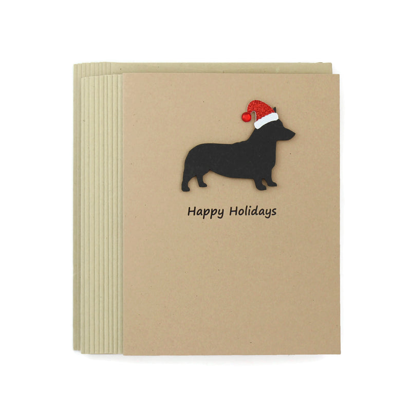Pembroke Welsh Corgi Christmas Card | Single or Pack of 10 | 25 Dog Colors | Choose Phrases | Santa Hat