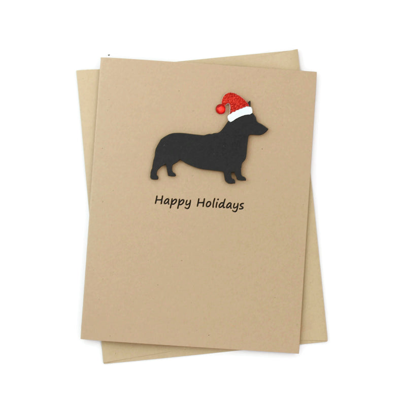 Pembroke Welsh Corgi Christmas Card | Single or Pack of 10 | 25 Dog Colors | Choose Phrases | Santa Hat