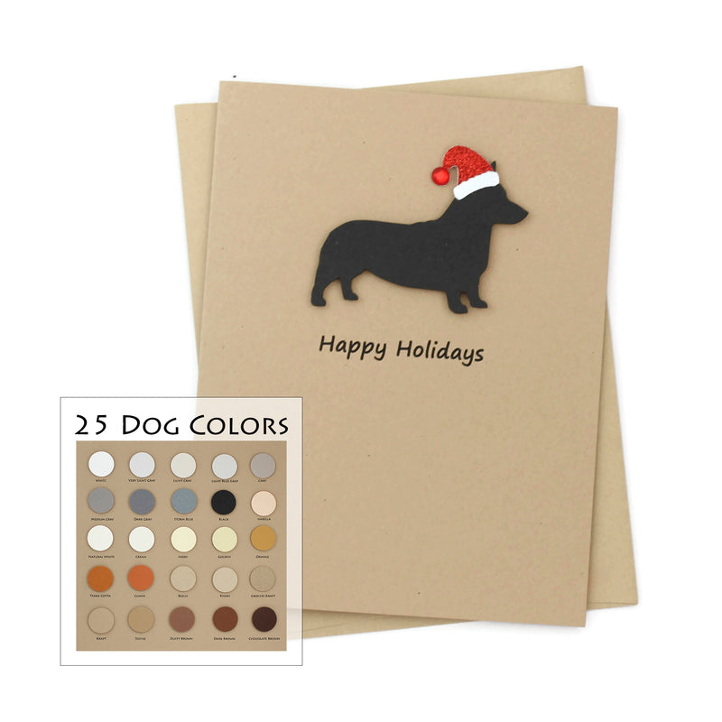 Pembroke Welsh Corgi Christmas Card | Single or Pack of 10 | 25 Dog Colors | Choose Phrases | Santa Hat