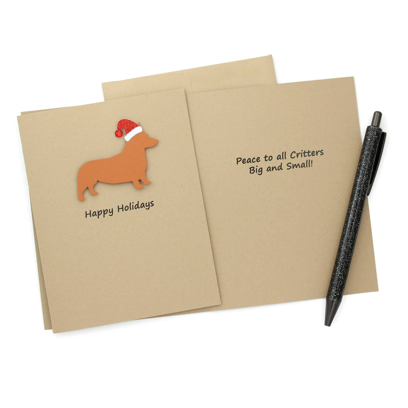 Pembroke Welsh Corgi Christmas Card | Single or Pack of 10 | 25 Dog Colors | Choose Phrases | Santa Hat